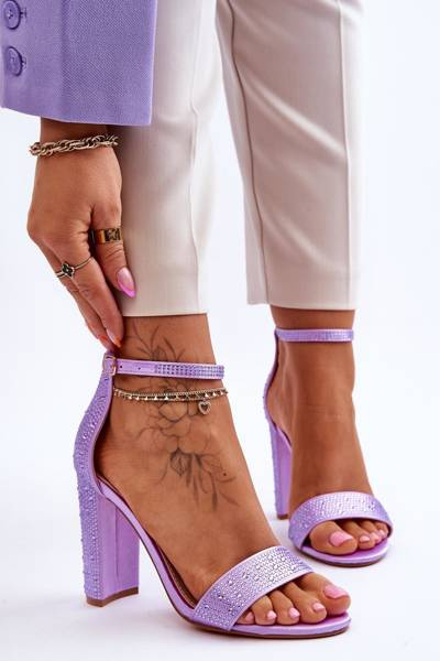 Sandales à talons hauts pour femmes avec zircons Violet Idéaliste