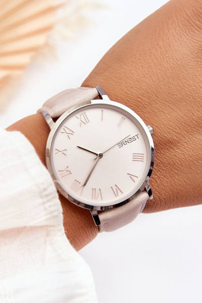 Damen-Armbanduhr mit Analogarmband ERNEST hell beige