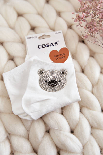 Chaussettes En Coton Pour Femmes Avec Cosas Blanc