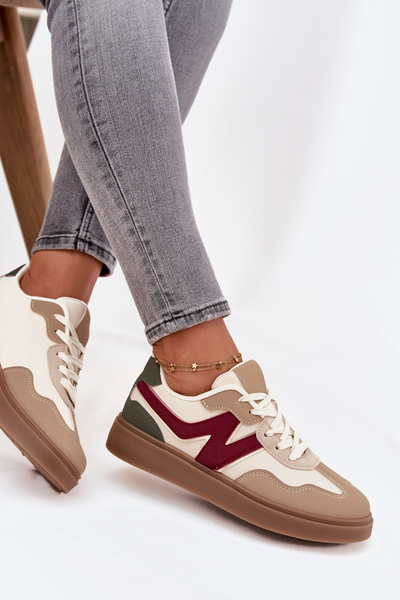 Damenturnschuhe niedrige ökologische Ledersneaker Bežowe Givelle
