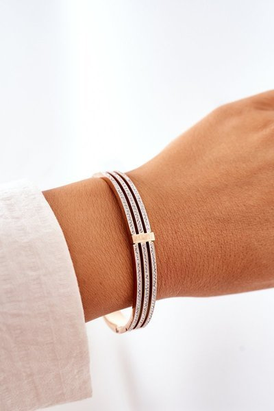 Bracelet en Acier avec Zircons Cubiques Or Rose