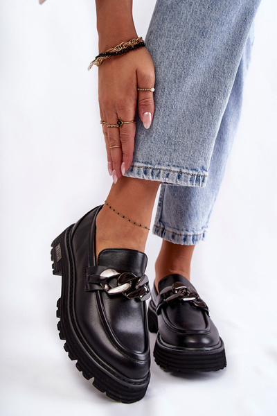 Chaussures en cuir pour femmes Big Star KK274498 noir