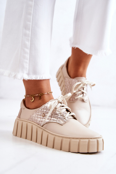 Chaussures En Cuir Sur La Plateforme Hypnose Beige