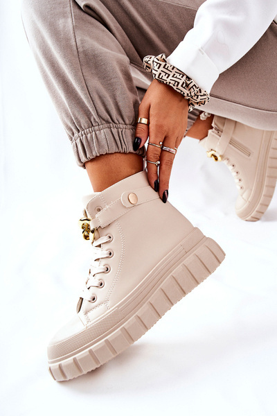 Baskets Hautes Sur Plateforme Beige Standies