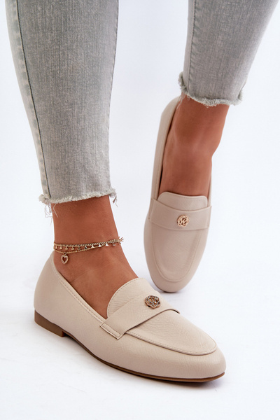 Damen Mokassins mit flachem Absatz in Beige Sylvaine
