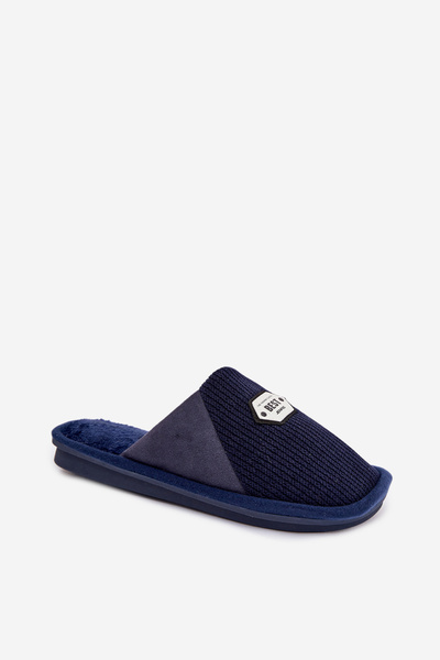 Chaussons pour hommes avec broderie bleu foncé Presine