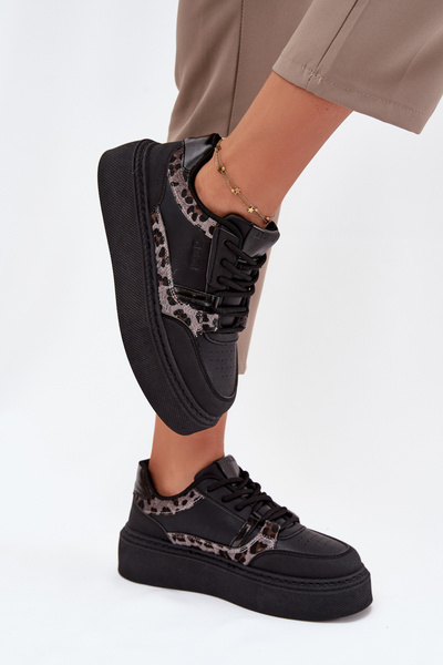 Női Platformos Sneakers Big Star SS274358 Párduc Fekete