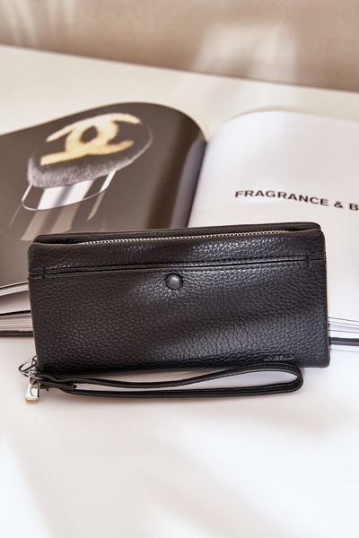 Grand Portefeuille Femme Avec Embossage Cuir Écologique Noir Martiel