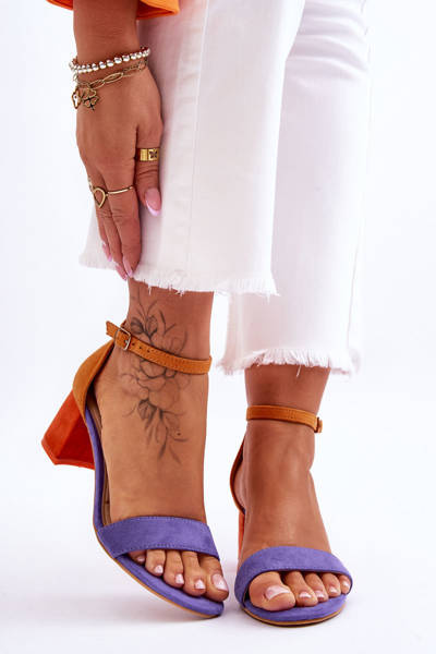 Wildledersandalen mit niedrigem Absatz Violett-gelb Quincy