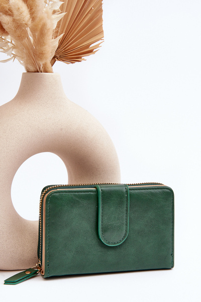 Portefeuille pour femme en éco-cuir vert foncé Risuna