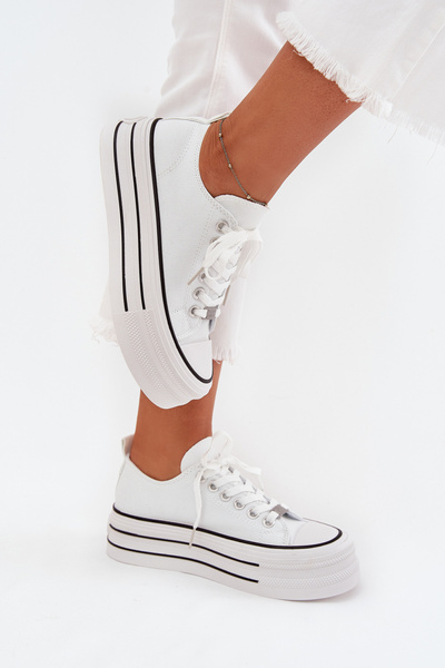 Damen Sneaker Auf Massiver Plattform Weiß Marinae