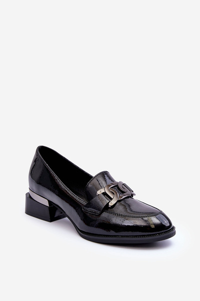 Mocasine lăcuite pe mocasinele pe călcâiul negru sakina