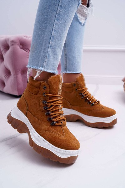 Chaussures Trekking Trappers Femme Camel Greem