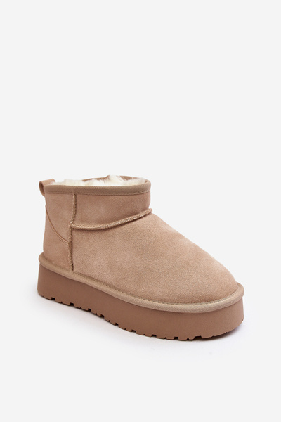 Bottes de neige basses élégantes en daim beige clair Nucca