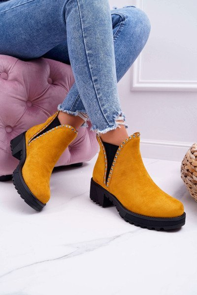 Cizme de stiletto de zirconiu pentru femei sissy galben