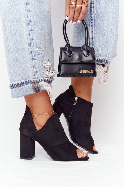 Bottes de printemps en daim sur talon bloc Vinceza 21-17095 Noir