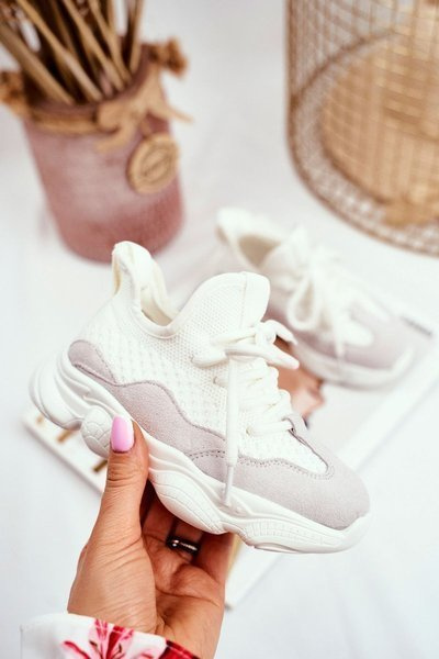 Chaussures de sport pour enfants en daim blanc Volema