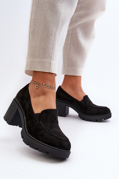 Chaussures à talons et à plateforme en daim écologique pour femmes noir Arablosa