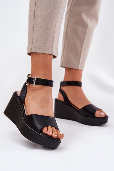 Sandales Femme À Talon Wedge Noires Efrina