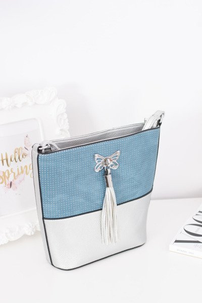 Silberne Damen-Kreuzbund-Handtasche mit Quaste