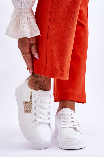 Women's Sneakers White and Gold Diahna