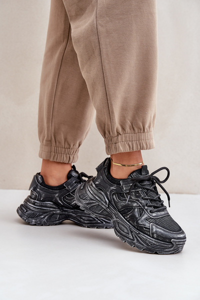 Női Sneaker Koptatott Platformon Fekete Seladwen
