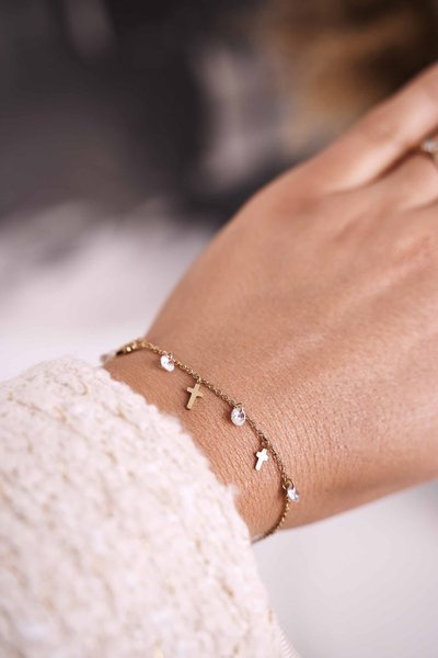 Armband Celebrites Kreuze und Zirkone Gold Subtle