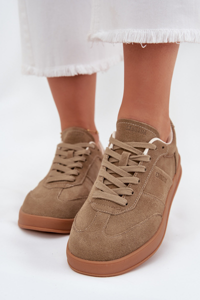 Adidași din velur pentru femei Big Star SS274675 HI-POLY SYSTEM Bej