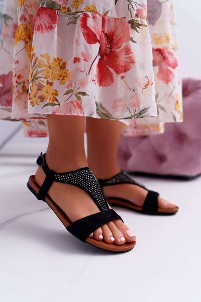 Women's Flat Sandals Black Sorsano