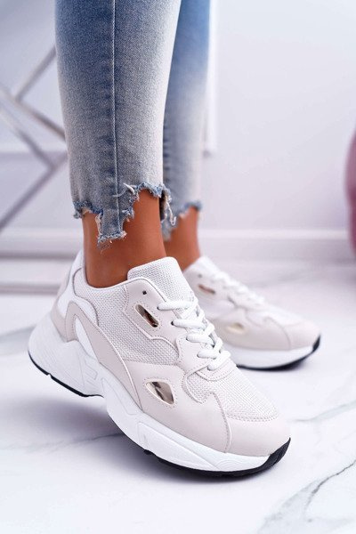 Pantofi sportivi pentru femei alb -beige shantal