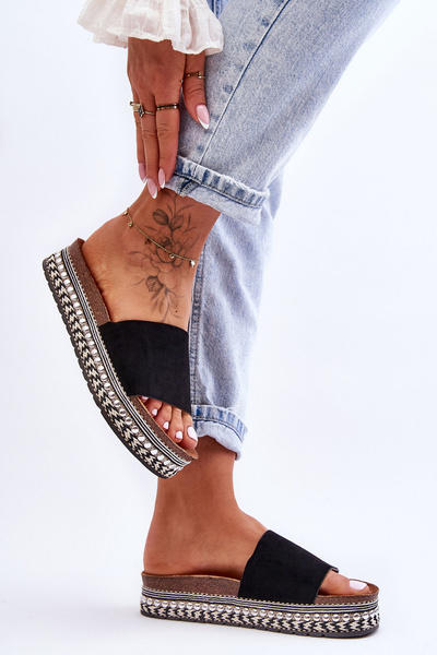 Chaussons Femme En Daim Lisse Noir Hayen