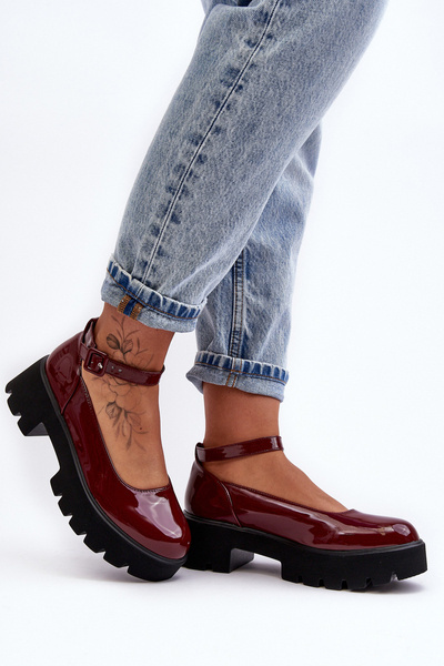 Escarpins Femme Laqués à Petit Talon avec Boucle Bordeaux Owena