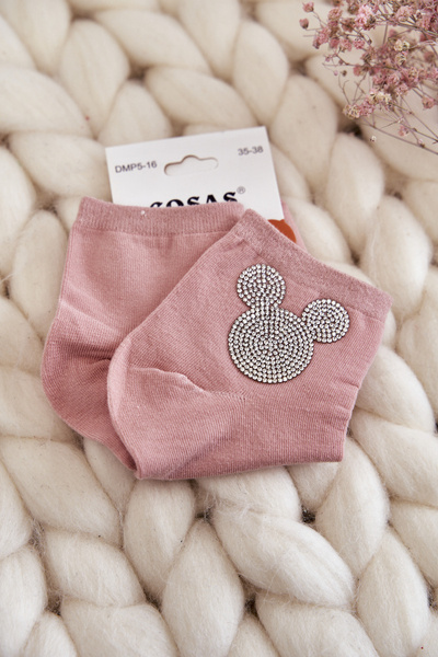 Női pamut zokni Cubic Zirconia Cosas Pink színnel