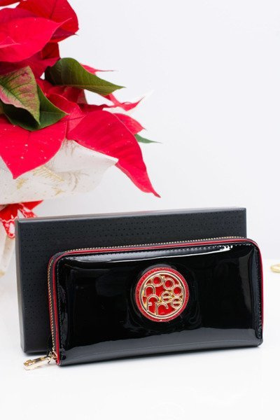 Portefeuille Nobo laqué noir pour femme