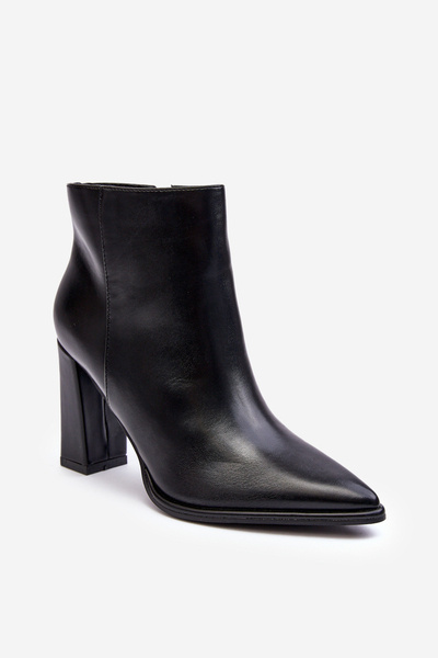 Bottes en cuir pour femmes à talon noir Saitana