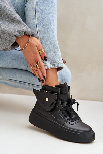 Baskets Hautes Avec Poche Sur Plateforme Noires Saramis