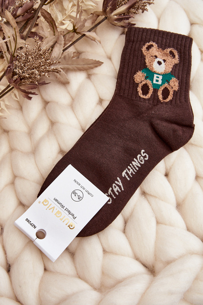 Chaussettes pour femmes avec ours marron
