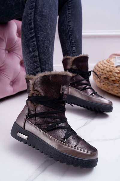 Fleecegefütterte Damen-Schneestiefel Dunkelgrau Fereni