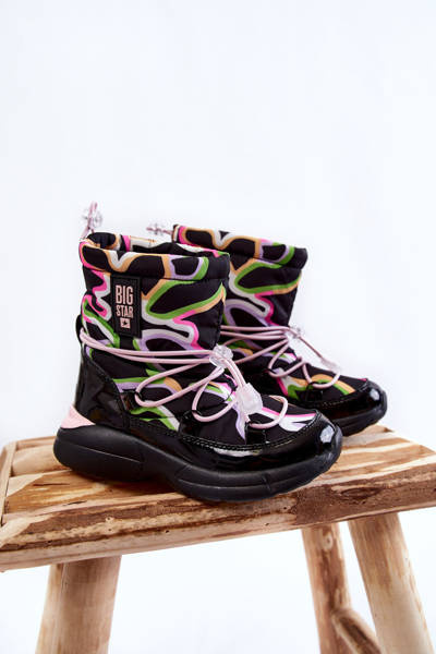 Children's Snow Boots W Print Big Star KK374099 Black-Pink