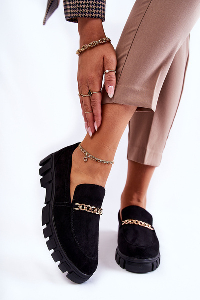 Chaussures En Daim Avec Chaîne Noir Anne