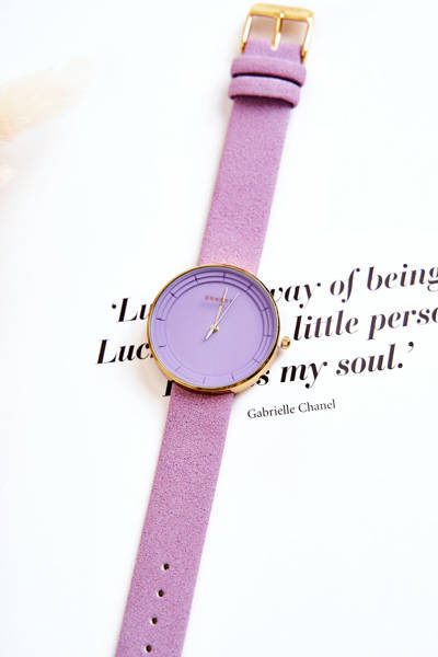 Damen-Wildleder-Analoguhr ohne Nickel Ernest Purple