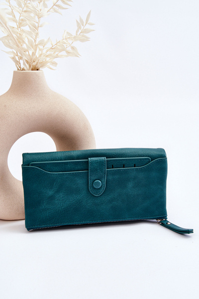 Portefeuille grand format pour femme vert Evina