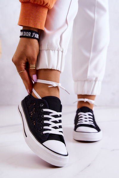 Damen-Schnürsenkel-Sneakers Schwarz Venture