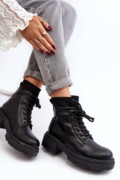 Bottes d'hiver noires pour femmes avec chaussette Rivella