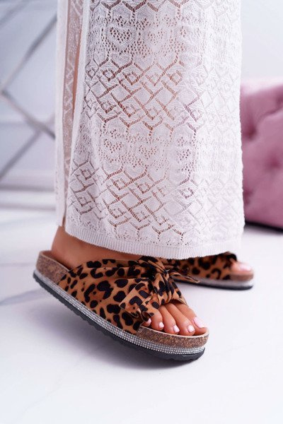 Flip -flops pentru femei pe Cork Cocard Zirconia Leopard Astria