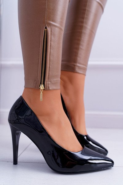 Sergio Leone Lakkozott Stiletto szivattyúk Black Feliciana