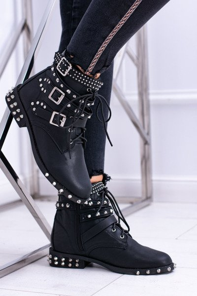 Lu Boo Women's Verona Boots With Studded Rock Buckles