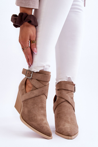 Damen Wildleder Cowboystiefel Dunkelbeige Dennise