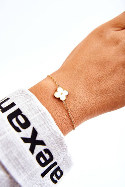 Bracelet Femme Avec Ornement Blanc-Or