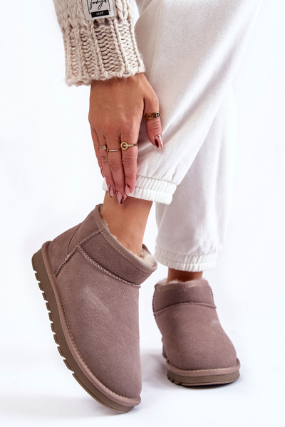 Bottes de neige basses en daim pour femmes gris Shelie